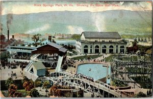 Roller Coaster, Ball Park Rock Springs Park WV c1910 Vintage Postcard C70