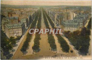 Old Postcard Paris Avenue of the Grande Armee taking the Platform of the Arc ...