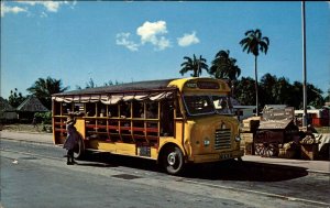 Barbados West Indies Street Vendor Yellow Bus Vintage Postcard