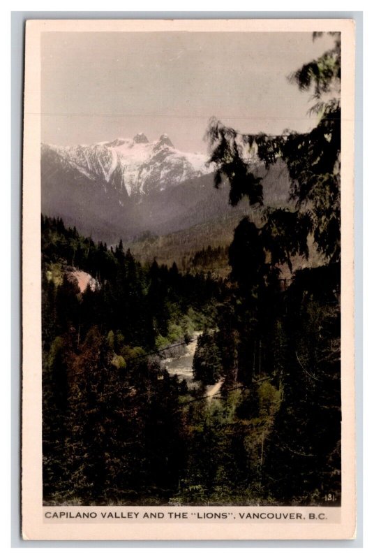 RPPC Tinted Capilano Valley And Lions Vancouver BC Canada UNP Postcard R30