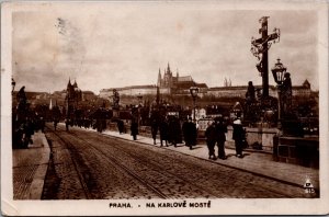 Czech Republic Praha Prague Na Karlove Moste Vintage RPPC C042