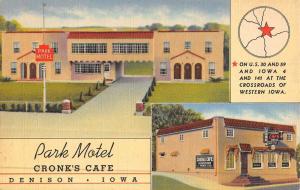 Denison Iowa Park Motel Multiview Antique Postcard K47735