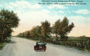 El Paso TX-Texas, View of Splendid County Roads Car Vintage Postcard c1910