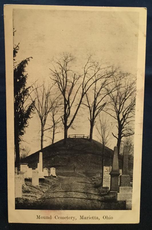 Postcard Unused Mound Cemetary Marietta OH LB