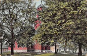 Jefferson Ohio~Congregational Church Building behind Tall Trees~1910 Postcard