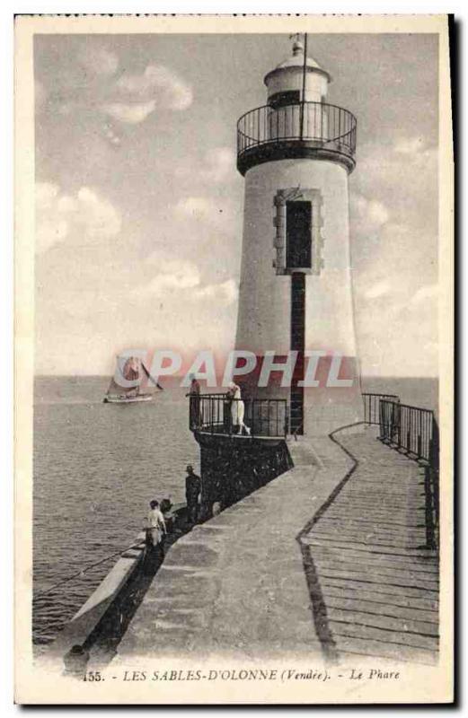 Old Postcard Lighthouse Les Sables & # 39Olonne Boat