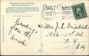 Brighton Beach Brooklyn NY Theatre c1915 Postcard