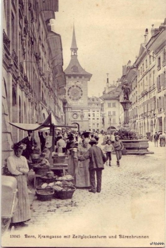 KRAMGASSE MIT ZEITGLOCKENTURM BERN SWITZERLAND