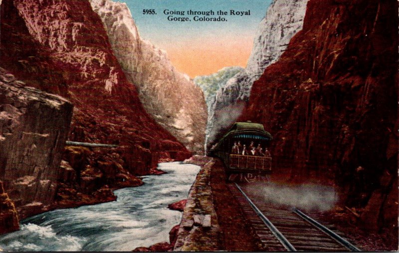 Colorado Train Going Through The Royal Gorge