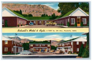 Pocatello Idaho Postcard Bidwell Motel Apts Multiview Exterior View 1940 Vintage