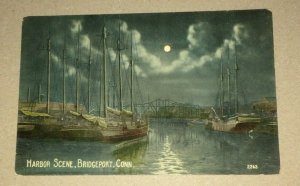 VINTAGE POSTCARD HARBOR SCENE BRIDGEPORT CONN.