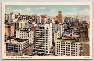 Vintage Postcard Seattle Business District Office Buildings Skyscrapers New York