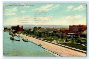 Levee Park Winona Minnesota 1912 Fremont Nebraska Vintage Antique Postcard 