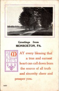 Greetings from Monroeton PA Postcard PC142