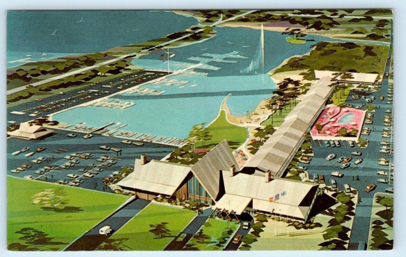LAKE GENEVA, Fontana Wisconsin WI ~Roadside ABBEY HOTEL & MARINA c1960s Postcard