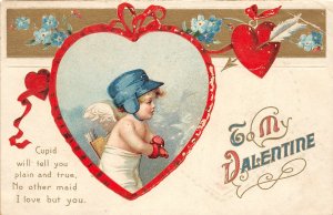 G30/ Valentine's Day Love Postcard c1910 Cupid Hat heart Arrow  4