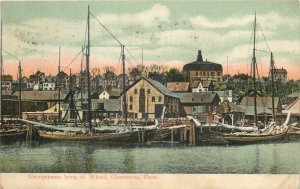 1909 Gloucester Massachusetts Georgesman lying at Wharf Postcard 25-12272