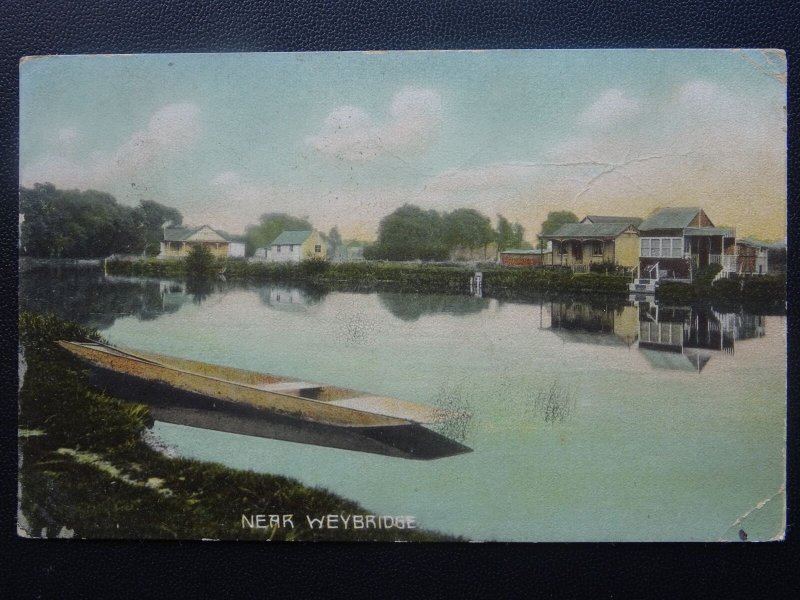 Surrey Nr WEYBRIDGE Houses on Bank of River Thames c1906 Postcard by Misch & Co.