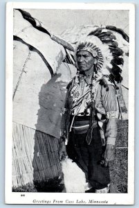 Cass Lake Minnesota MN Postcard Greetings Native American 1948 Vintage Antique