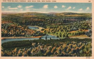 Vintage Postcard View From Baldwin Parkway West Rock Park New Haven Connecticut