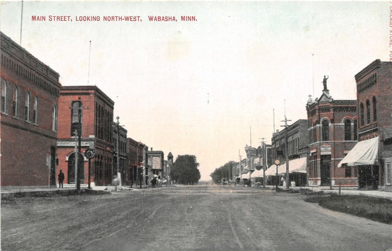 G29/ Wabasha Minnesota Postcard c1910 Main Street North-West Stores 