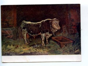 250095 RUSSIAN Village BULL by MAKOVSKY vintage color PC