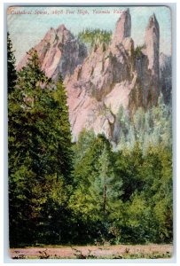 Cathedral Spires 2678 Feet High Mountain Yosemite Valley CA Vintage Postcard