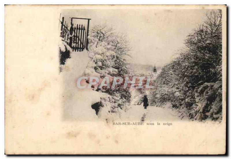 Bar sur Aube - in the snow - Old Postcard