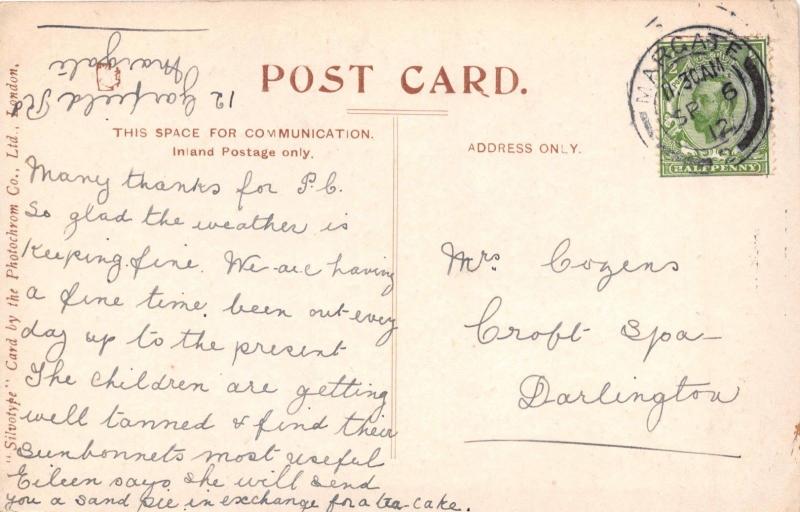 MARGATE KENT UK SANDS FROM WEST~SILVOTYPE POSTCARD 1912