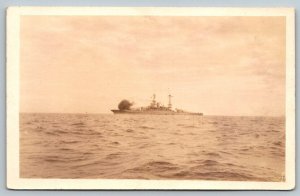 RPPC  US Navy  Battleship Firing Postcard  c1918