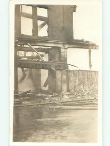 rppc 1920's SMOLDERING INDUSTRIAL BUILDING DESTROYED BY FIRE AC7877