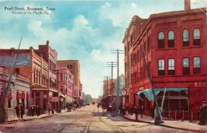 c1910 Postcard; Pearl Street Scene, Beaumont TX Jefferson County Unposted