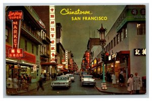 Vintage 1960's Postcard Mid Century Old Cars Chinatown San Francisco California