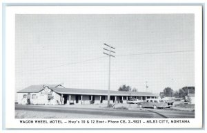 c1940 Wagon Wheel Motel Exterior Building Miles City Montana MT Vintage Postcard