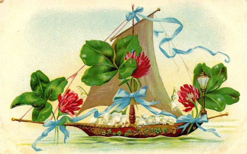 Greeting -  General, Floral with Boat      (embossed)