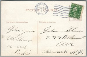 YOUNG DRIVER in OLD CAR CHRISTMAS ANTIQUE POSTCARD