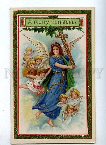 185498 X-MAS Christmas Winged ANGEL Bible Vintage Colorful PC