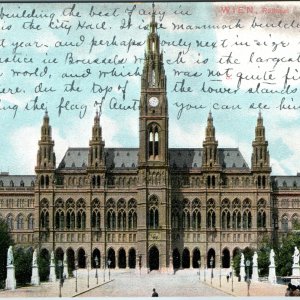 c1910s Wien Austria Rathaus Postcard Vienna City Hall Rathausmann Iron Man Flag