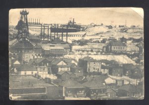 BUTTE MONTANA DOWNTOWN FACTORY BIRDSEYE VIEW 1908 VINTAGE POSTCARD