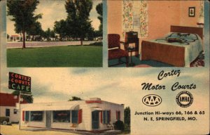 North East Springfield Missouri MO Cortez Motor Courts Motel Linen Vintage PC