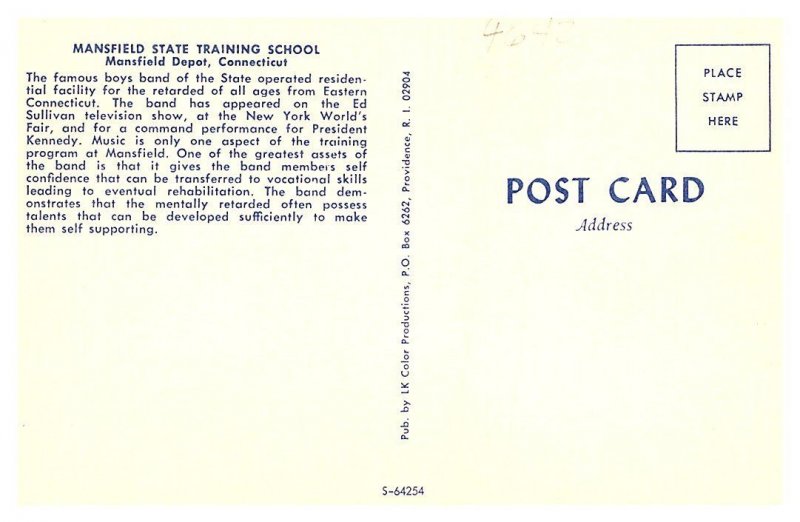 Connecticut  Mansfield State Training School, Boys Band