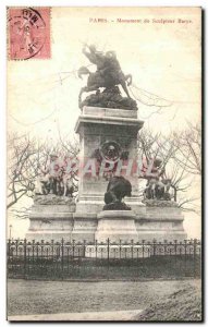 Old Postcard Paris Barye Lion Monument Sculptor