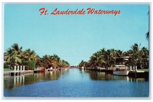 c1960's Colorful Waterways Meander Scene Fort Lauderdale Florida FL Postcard
