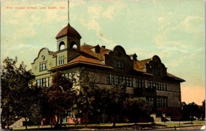 Postcard Pine Avenue School in Long Beach, California