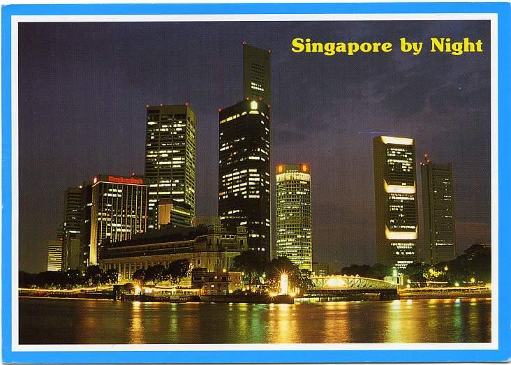 Financial District of Singapore by Night - pm 1994