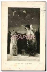Old Postcard Fantasy Children Christmas Angels