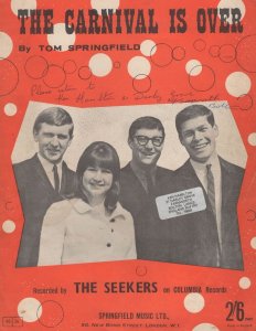 The Seekers Carnival Is Over Vintage Tom Springfield Sheet Music