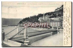 Old Postcard Grenoble Suspension Bridge and St. Mary Convent