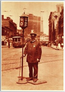 CONTINENTAL SIZE POSTCARD THE INDIANAPOLIS TRAFFIC DIRECTOR OF 1918 REPRODUCTION