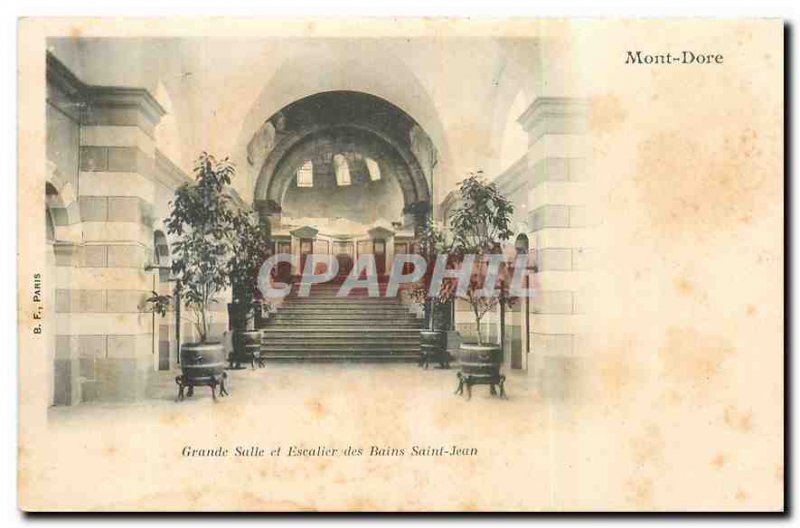 Old postcard Mont Dore Great Hall and Staircase des Bains St. John